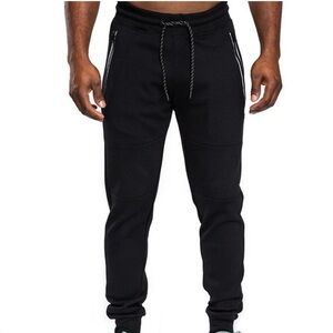 Southpole Micro Fleece Joggers Black Orange Zip Pockets Mens Size XL EUC